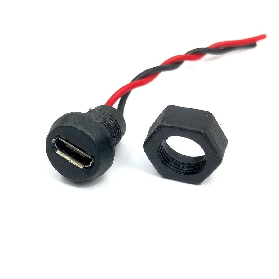 Micro USB Female Mount Connector With Wire and Lock
